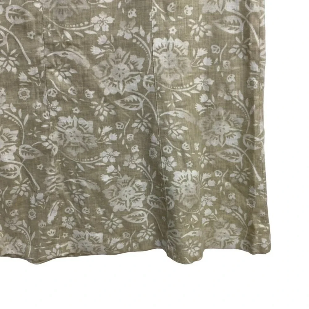 Style & Co Skirt Size 12 Green Floral Linen Maxi A Line Boho Neutral Cottagecore